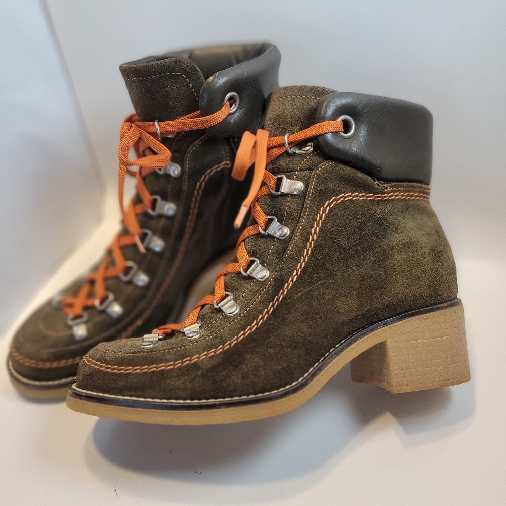 Tremp Italian Leather Hiking Boots Suede Granny Country Core Festival Shoes 7